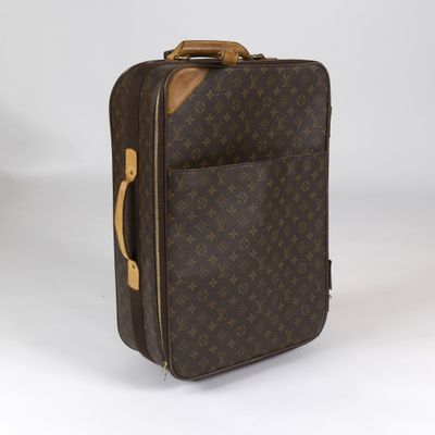 Valise Louis Vuitton en toile Monogram avec poignées en bois