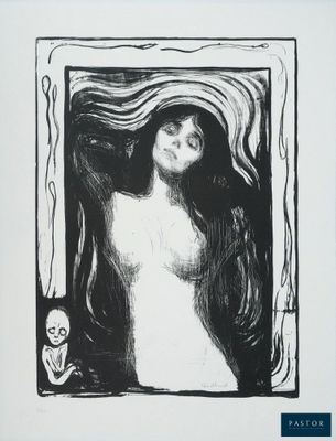 une image représentant un dessin en noir et blanc d'une femme aux cheveux longs