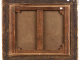 a close up of a picture of an old wooden frame with a window