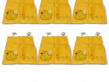 six paires de bavoirs jaunes pour bébés ornés de canards en caoutchouc