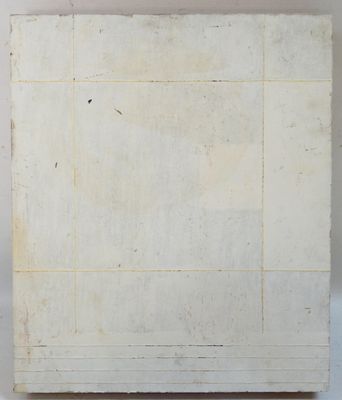 person, ' a white marble block with a rectangle pattern ', 2019