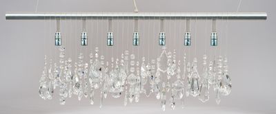 Pendelleuchte "Cellula" 7-flg ; Aluminium und farbloses Kris…