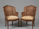pair of louis xvi style cane back armchairs
