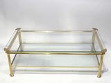 a brass and glass coffee table