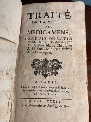 BOERHAAVE: Traité de la vertu des médicaments, traduit du la…