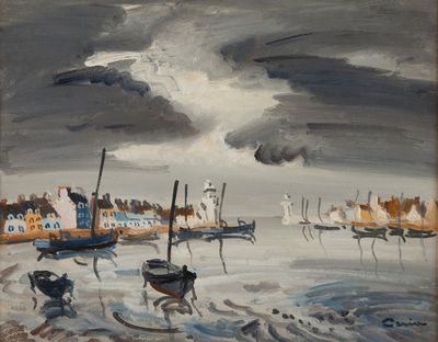 Edmond CERIA (1884-1955). Port par temps gris.