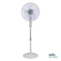 an image of a white pedestal fan on a white background