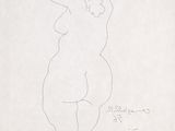an image of a drawing of a nude woman with a hat on her head
