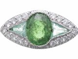 Bague en diamant, tourmaline verte et topaze blanche