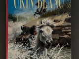 a book with a picture of a white horse running in the water