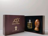 a bottle of perfume in a box with a football on it