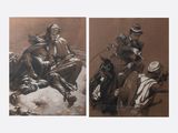 two pictures of a man on a horse and a man on a horse