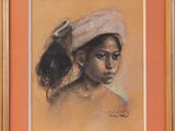 an image of a painting of a woman with a turban on her head