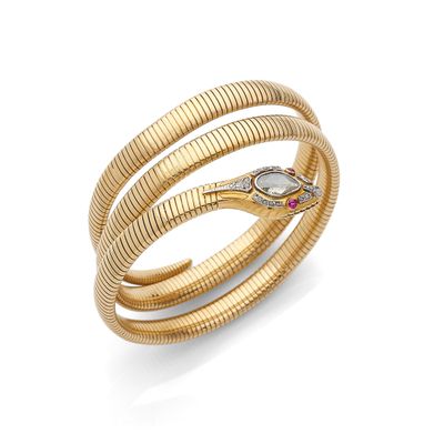 an 18k gold snake ring, by cartier