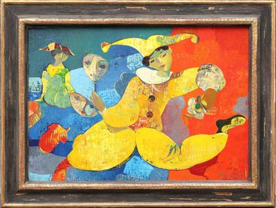 a picture of a painting of a woman in a yellow dress