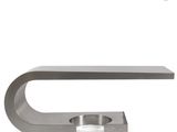a close up of a metal object on a white background