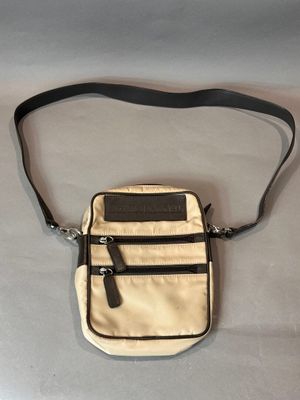 SONIA RYKIEL Sacoche en bandoulière en tissu beige et cuir c…