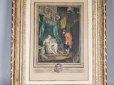 an old picture of a painting of a woman and child