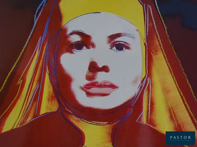 an image of a painting of a woman with a nun ' s head
