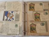an open book with a lot of stamps on it
