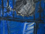 an image of a painting of a cat sitting on a window sill