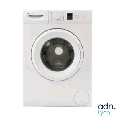 the front view of a white washing machine with the door open