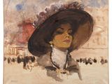 an image of a painting of a woman wearing a large hat