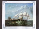 a picture of a painting of a ship in the water
