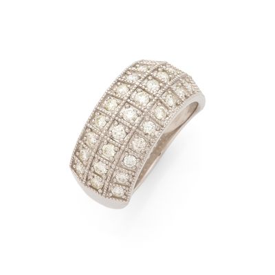 BAGUE JONC ornée de 3 lignes de diamants ronds taille brilla…