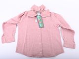 the shirt is pink and has a tie on it