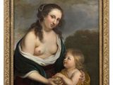 a painting of a woman holding a child in her arms