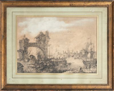 Ecole FRANCAISE vers 1800. Vue portuaire