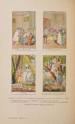un vieux livre contenant des illustrations représentant des personnes dans diverses situations