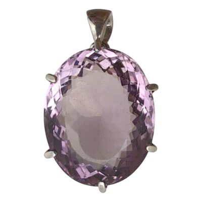 PENDENTIF monture en argent avec une améthyste facettée poids 21 g dim - Photo 1