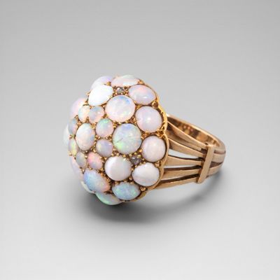 Bague pompon en or jaune 18K (750) entiטrement sertie de cab…