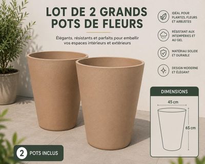 two planters sitting next to each other on top of a cement floor