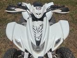 an image of a white quad bike parked in the grass