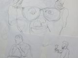 some drawings of a man with glasses and a cigarette