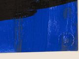 a picture of a blue and black painting on a white wall