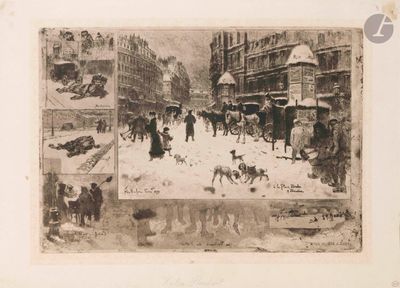 Félix Buhot (1847-1898) L’Hiver à Paris, ou La Neige à Paris…