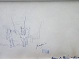 dessin représentant un homme à cheval, réalisé par un enfant
