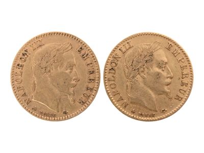 Deux pièces de 10 francs or Napoléon III tête laurée de 1865… - Photo 1