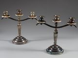 pair of antique silver plated candelabs with candles