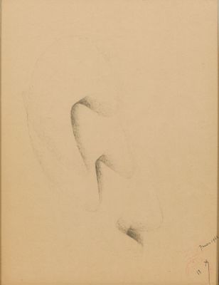 un vieux dessin représentant la tête d'une femme de profil, les yeux fermés