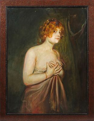 an image of a painting of a woman in a towel