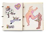 un livre ouvert sur lequel figurent des dessins de personnes et d'animaux