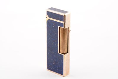 briquet plaqué or avec incrustation de lapis-lazuli