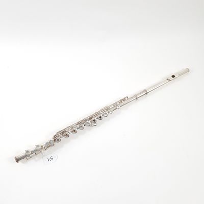 a silver flute on a white background