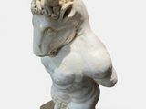 marble statue of a man with a goat ' s head on his back
