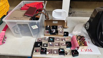 a table with a lot of jewelry on it
